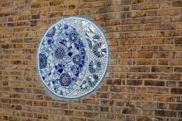 Mosaic on the wall of an old building in Leigh on sea, United Kingdom