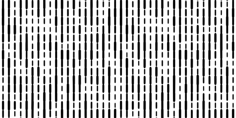 dashed line pattern. Abstract minimalistic seamless pattern. vertical short thick irregular dashed lines. Vector minimal monochrome black and white background design  - obrazy, fototapety, plakaty