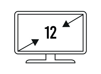 12 inches. Vector 12 inch monitor, screen resolution and size concept
