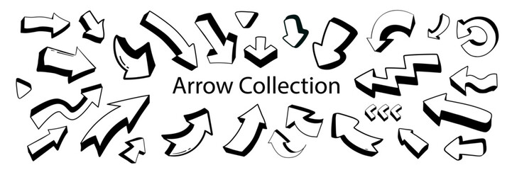 Set of hand drawn arrow. Minimalist handdrawn vector arrow svg - obrazy, fototapety, plakaty