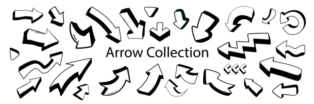 Set of hand drawn arrow. Minimalist handdrawn vector arrow svg