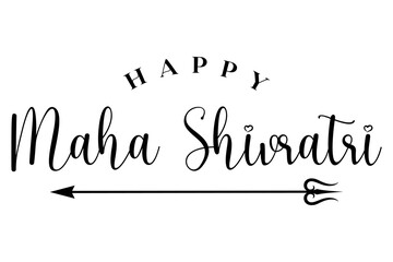 Maha shivratri lettering with lord shiva trishul vector illustration