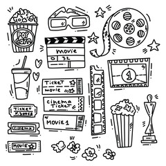 vector background of cinema doodles