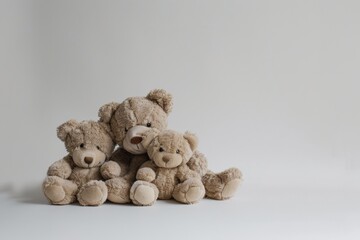 A bear family doll in white isolation, represent happy family.
