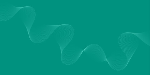 Obraz premium Abstract background with waves for banner. Medium banner size. Vector background with lines. Element for design isolated on green. Green gradient. Turquoise color. Brochure, booklet