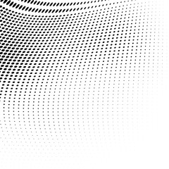 Black and white halftone texture in the form of a wave