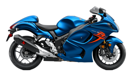 Blue Motorcycle on White Background