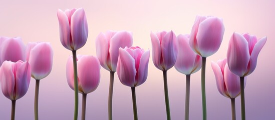 Group of colorful pink tulips.