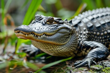 Fototapeta premium Cocodrilo joven en entorno natural