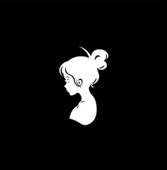 Vector illustration of a cartoon girl portrait from the side