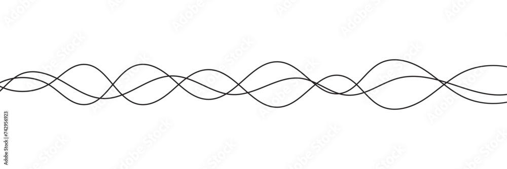 Wall mural thin line wavy abstract background. vector design