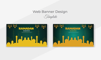 Exclusive decoration Ramadan festivity banner set design template.