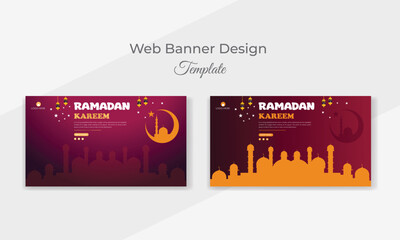 Modern custom vector sale promotion Ramadan festivity web banner design.