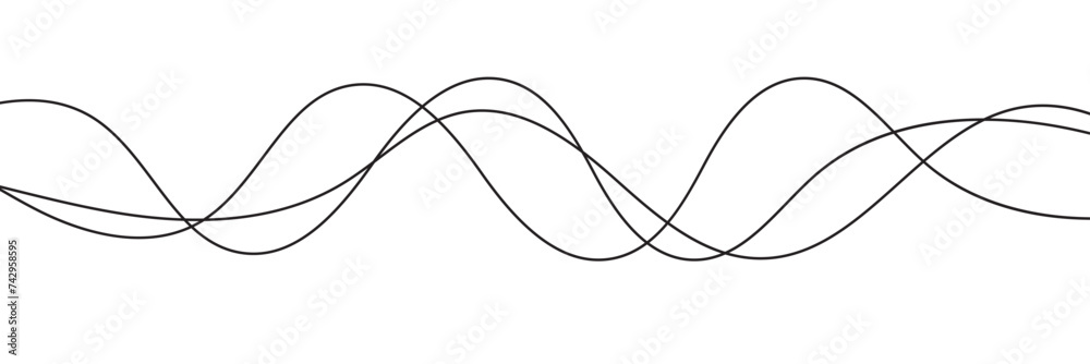 Poster thin line wavy abstract vector background. curve wave seamless pattern. line art striped graphic tem