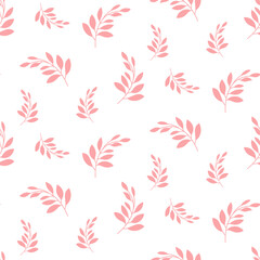 Fototapeta na wymiar Seamless pink flower pattern on white background. Modern pattern for swatches, fabric, wrapping. Vector illustration
