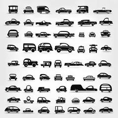 Wall murals Cartoon cars Collection of different types of cars