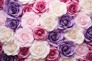 Obraz premium Enchanting Bloom: A Tapestry of Handcrafted Paper Roses in Soft Hues - Generative AI