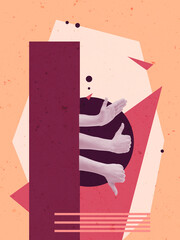Retro Colors Creative Art Collage. Poster Flyer Banner Design. Geometric Illustration Artwork....
