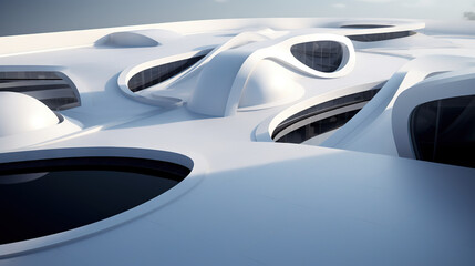 Abstract architecture design influenced by nature and soft forms.