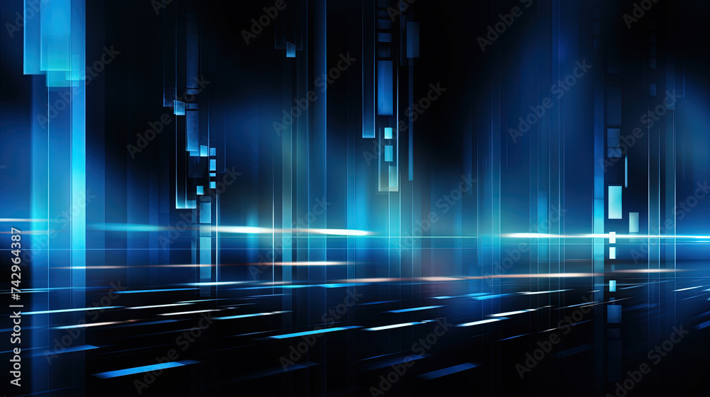 Poster vibrant abstract background with glowing neon lines and futuristic design.