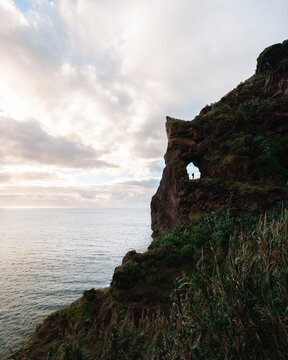 View of Small Window, coastline near Ponta do Sol, at the south coast of Madeira island, Portugal
