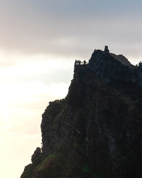 View of an observation platform during sunrise, near Pico de Areeiro, Madeira Island, Portugal