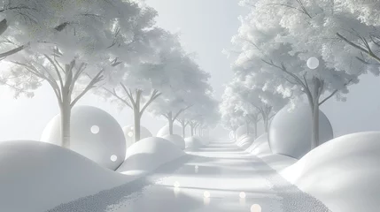 Tableaux ronds sur aluminium brossé Gris foncé abstract background.winter road and trees with snow and alps landscape