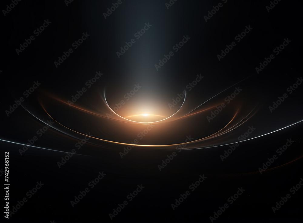 Poster light flare in the dark space. abstract background with shiny lens glare effect.