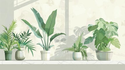 A collection of houseplants in pots, offering a refreshing green touch to home