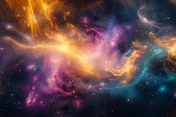 Tuinposter psychedelic space background with abstract patterns and shapes that suggest cosmic phenomena and far-off galaxies.  © Muhammad