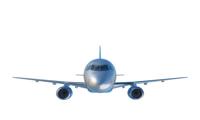  3d render. front view of a commercial aeroplane isolated on a white