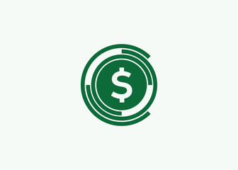 Minimalist Dollar coin logo design vector template. Coin for business finance vector. Finance currency coin