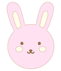 Cute bunny rabbit face icon illustration isolated.