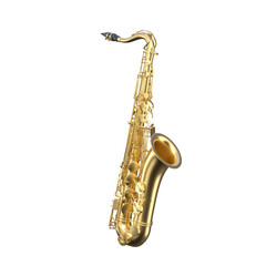 Golden saxophone on white background - obrazy, fototapety, plakaty
