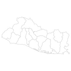 El Salvador map. Map of El Salvador in administrative provinces in white color