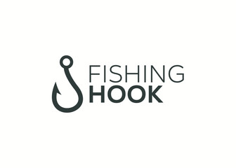 Minimalist fishing hook logo design vector template. Fishing hook vector illustration. Modern fish hook logo