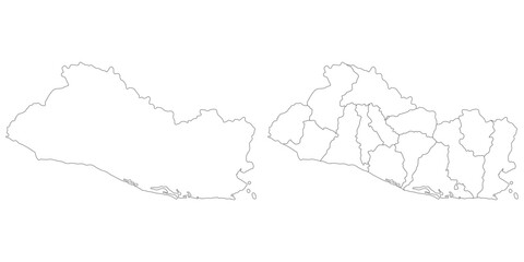 El Salvador map. Map of El Salvador in white set
