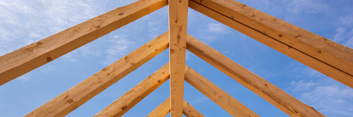 roof truss and roof beams on a new building