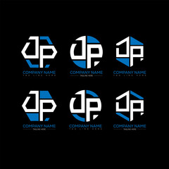 DP letter logo set design.DP monogram polygonal and circle shape vector. DP unique design.
