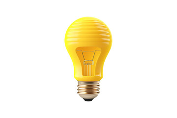 3D Yellow Bulb on Transparent Background