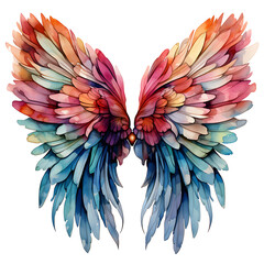 Beautiful watercolor magic wings on Transparent Background. Ai generated 
