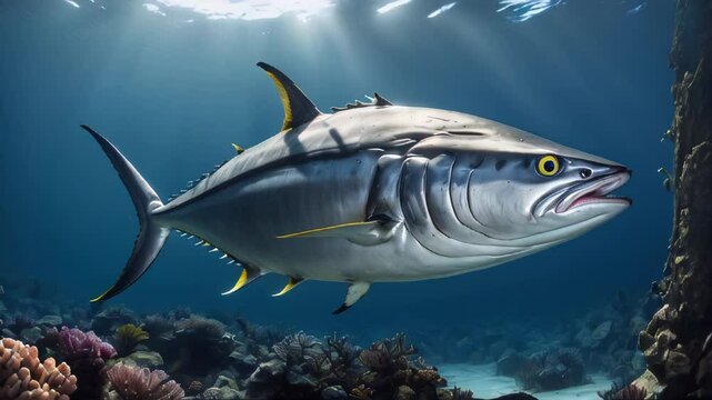 tuna fish in the depths of the sea
