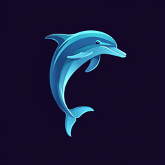 An agile dolphin depicted in a sleek and modern vector logo, exuding simplicity and freedom, its minimalist form captured in vivid detail by an HD camera.