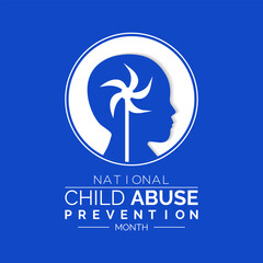 Obraz premium Vector illustration on the theme of National Child abuse prevention and awareness month of April. Greeting card, Banner poster, flyer and background design.