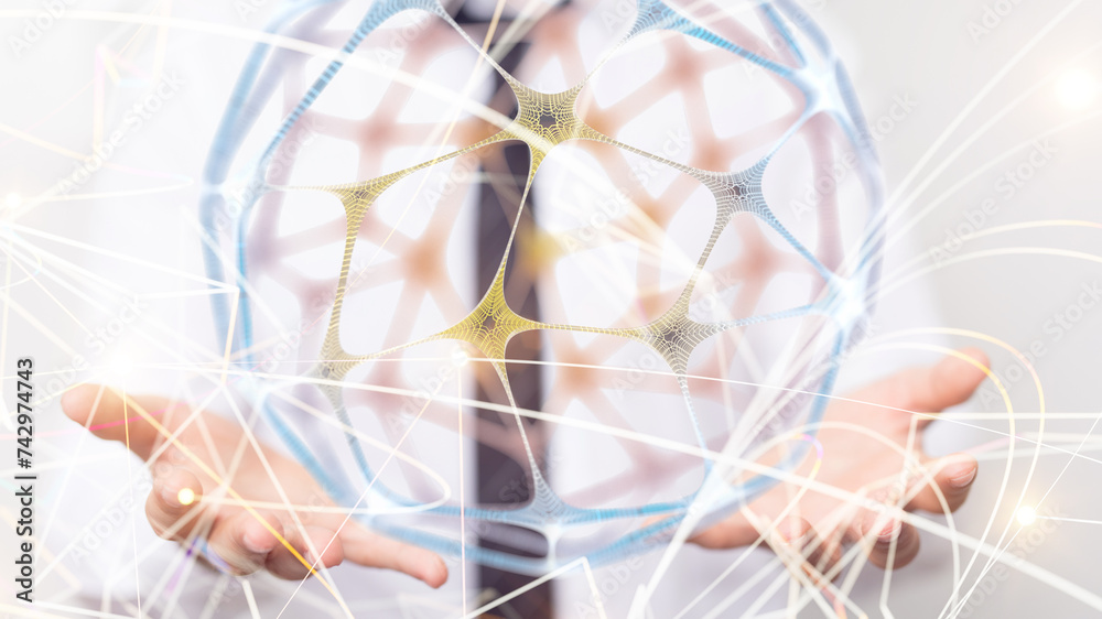 Poster conference digital network and data concept 3d