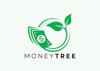 Minimalist Money tree logo design vector template. Money grow investment for business finance logo. Money investment logo