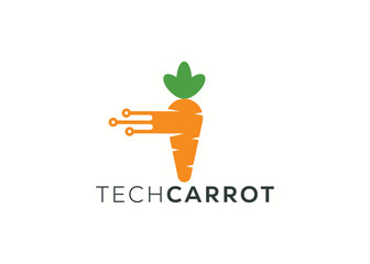 Minimalist Technology Carrot logo design vector template