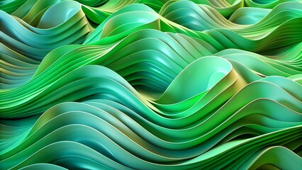 Green Abstract Wavy Background with Pastel Colors