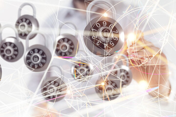 Information technology protected with firewall, secure access and encryption against cyber