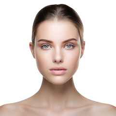 Gorgeous Women Skin, Cosmetic Model Portrait on Transparent Background